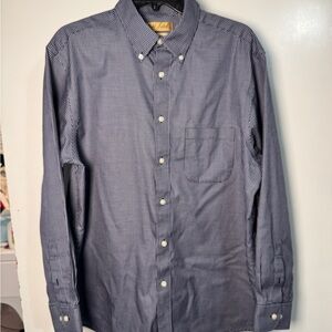 Roundtree & Yorke Navy Checkered Button-Down Shirt